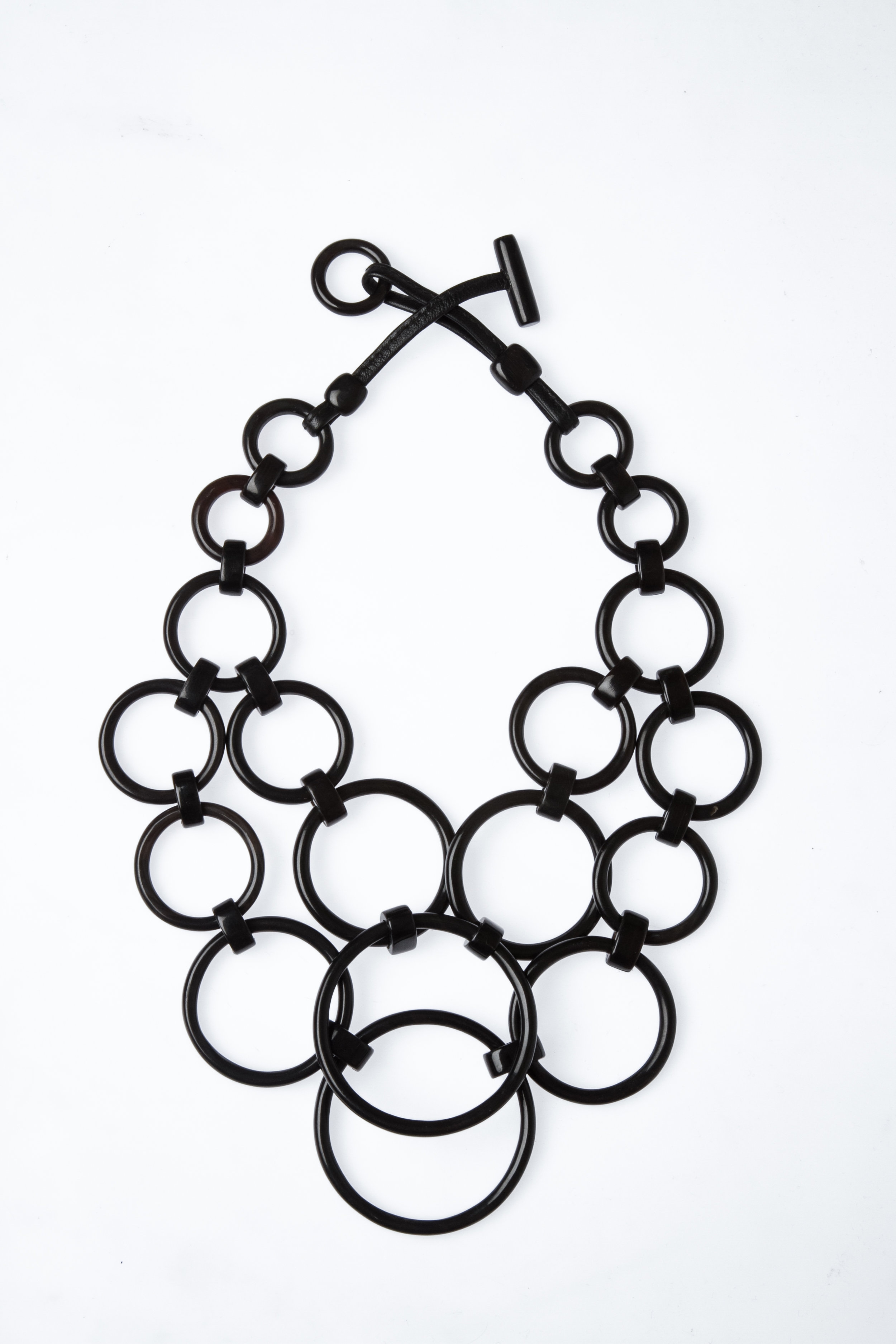 Multi-Circle Black Horn Necklace