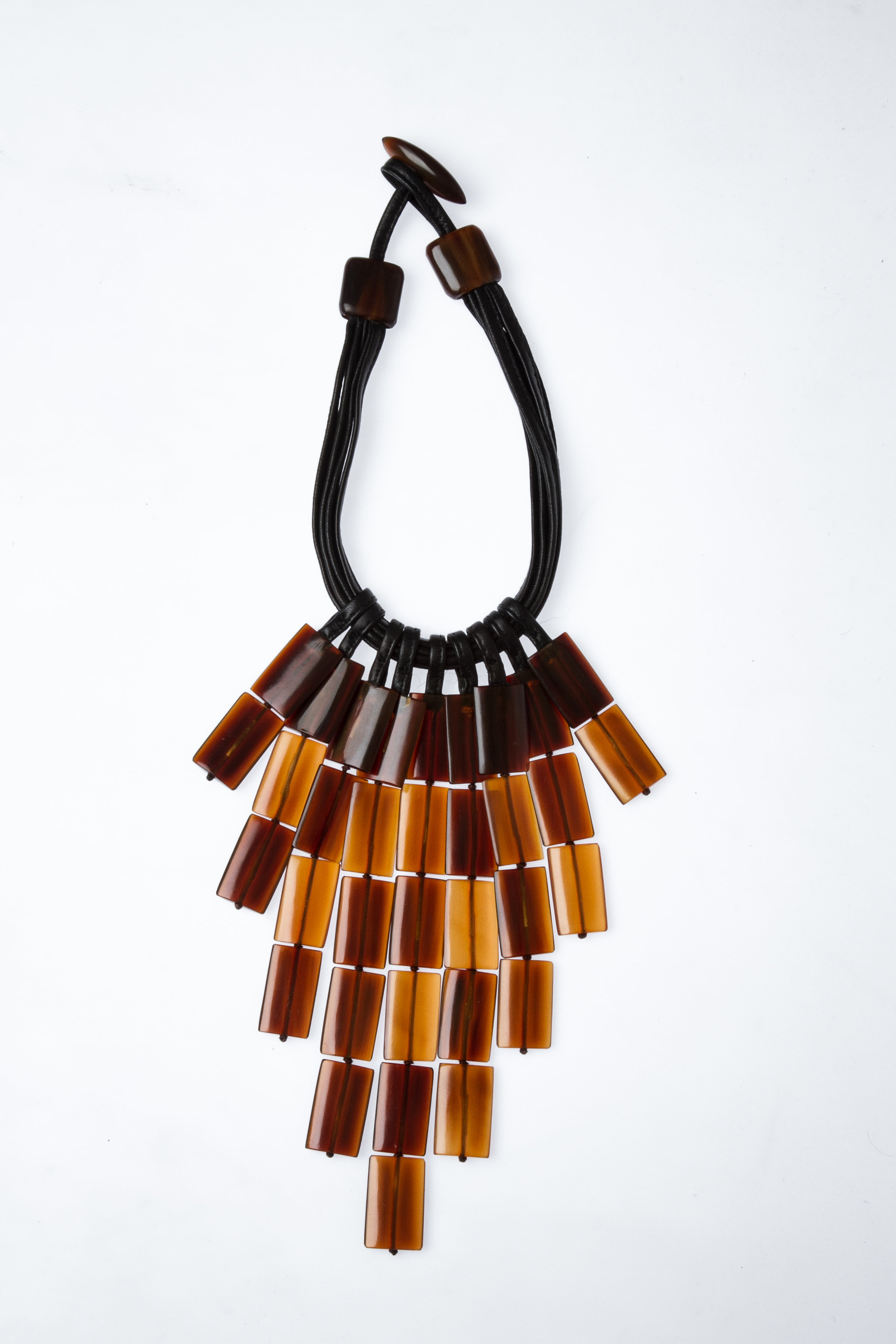 Light Horn Bib Necklace with Hanging Tabs