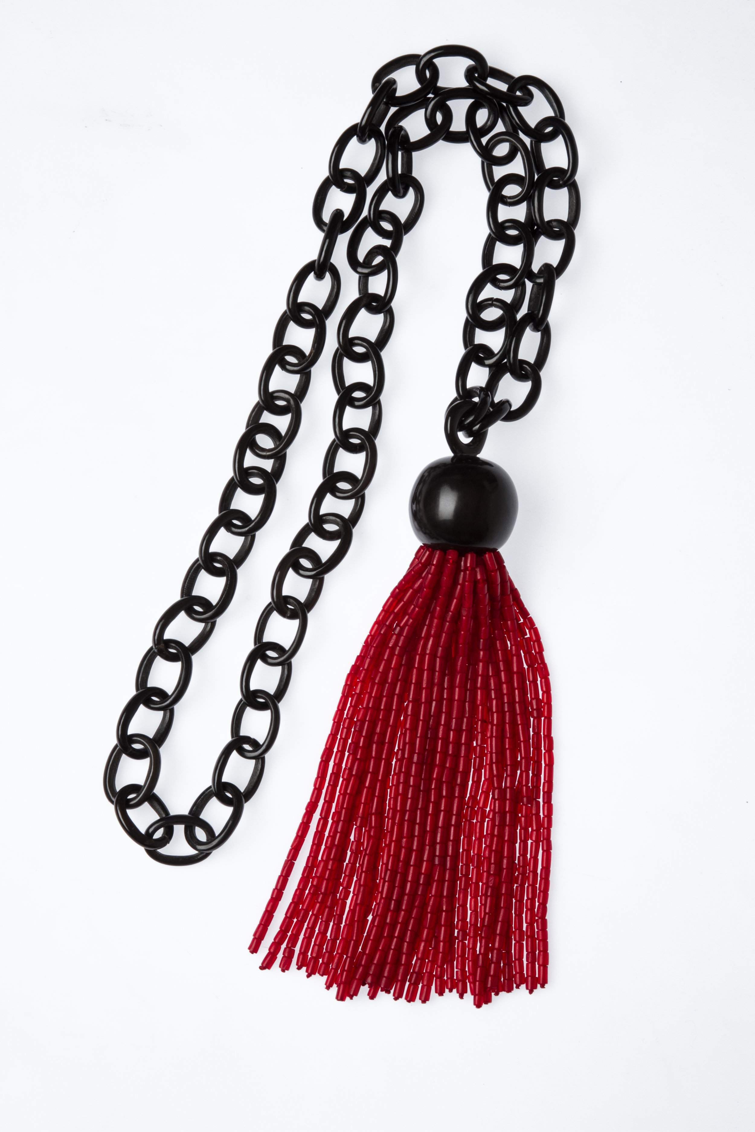 Red Bone Tassel Necklace