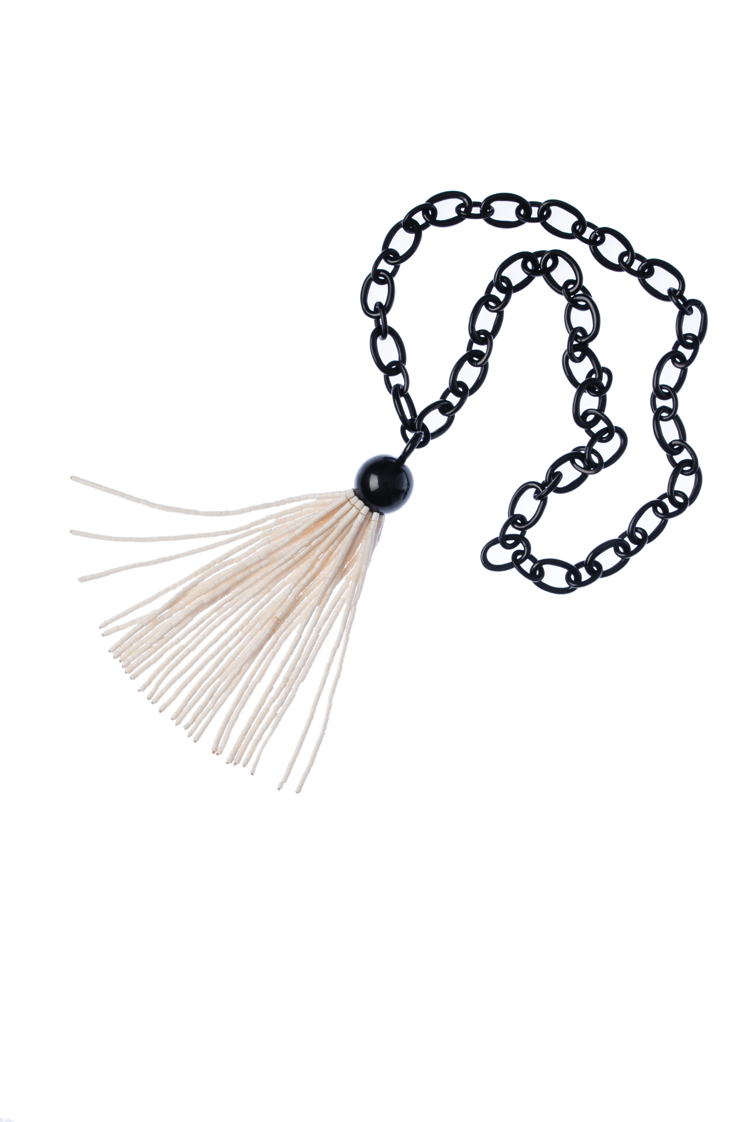 White Horn Tassel Necklace