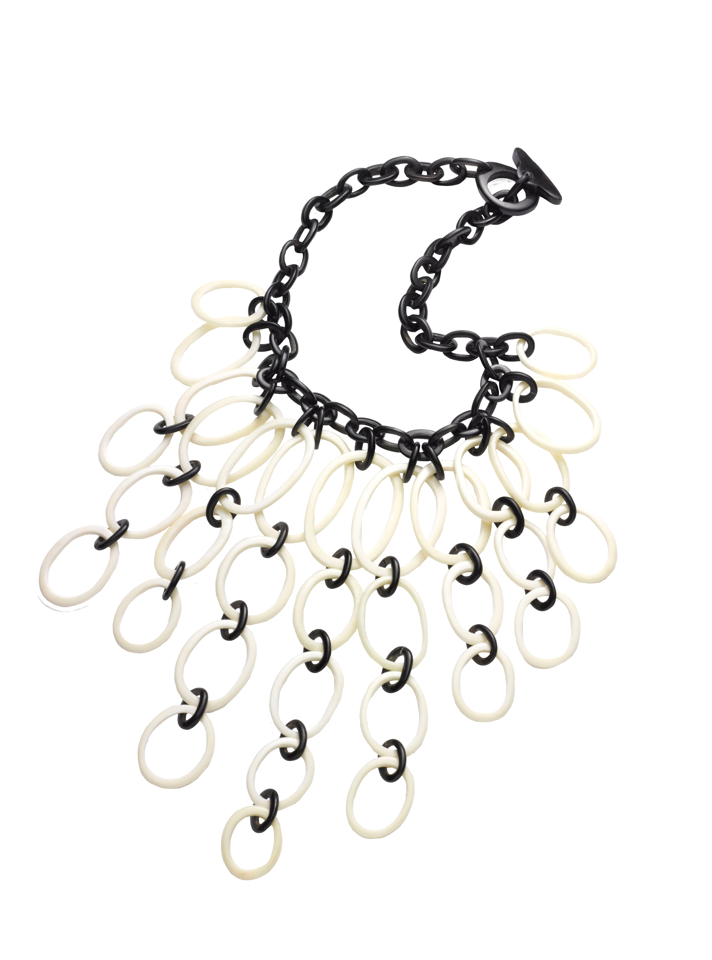 Multi-Circle Bone Bib Necklace