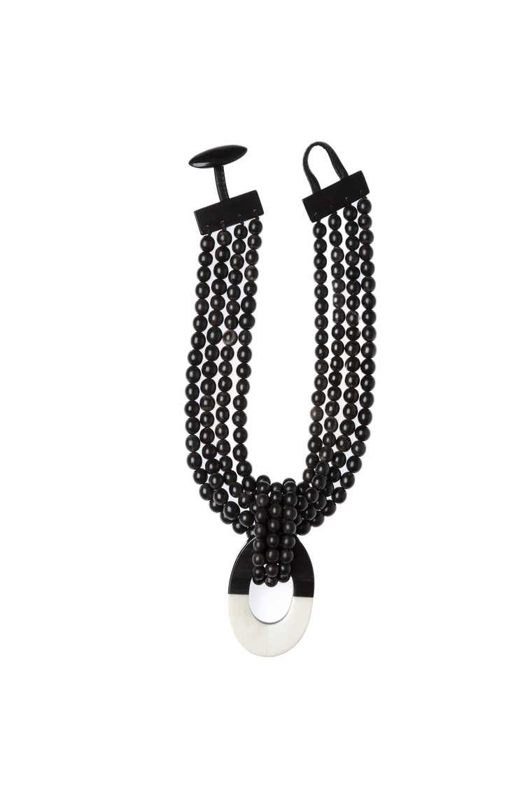 Oval Horn & Bone Pendant Necklace