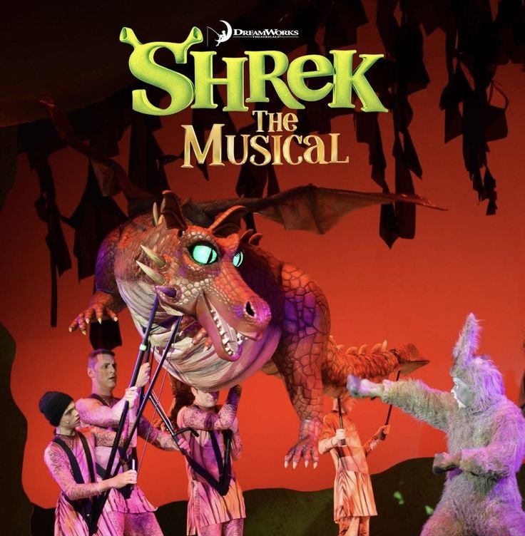 Matthew McAvene's Shrek Dragon puppet featured in official Shrek the Musical production advertisement