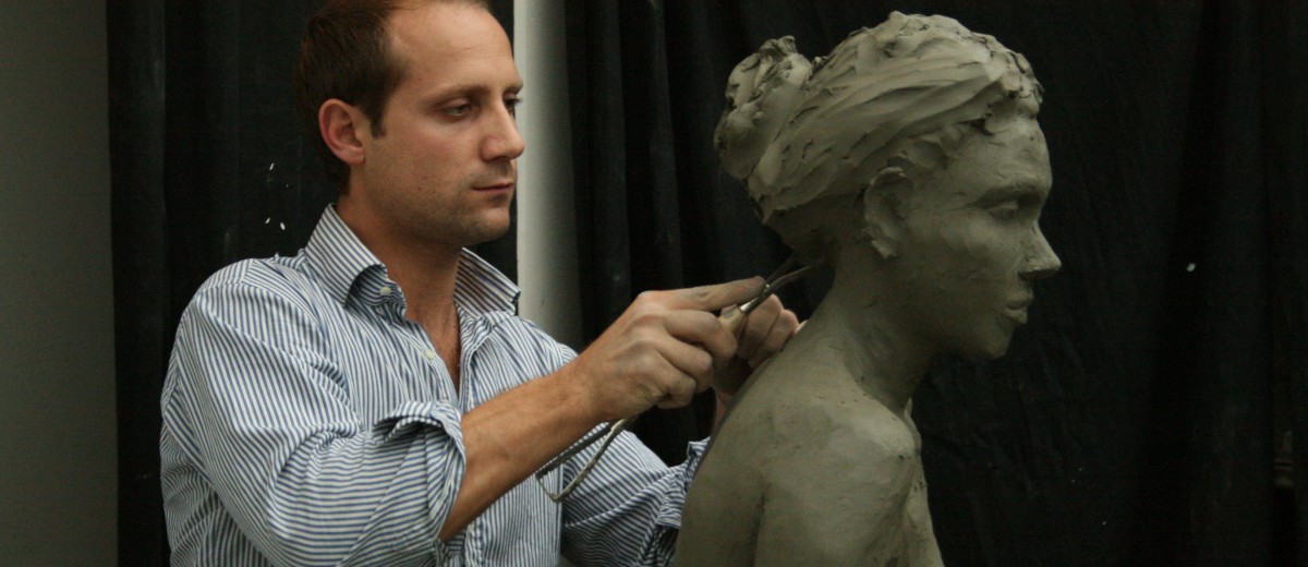 Raffaello Romanelli (the younger), at work in his studio.