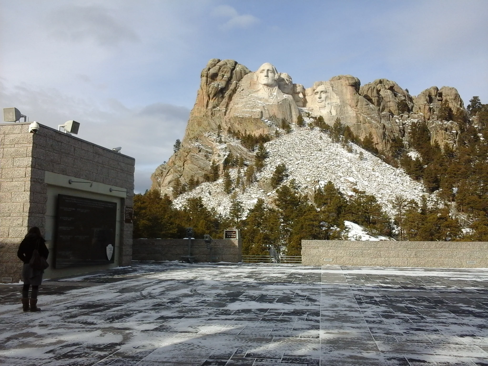 A Winter's view rom the viewing stand at the Mount Rushmore National Monument.
