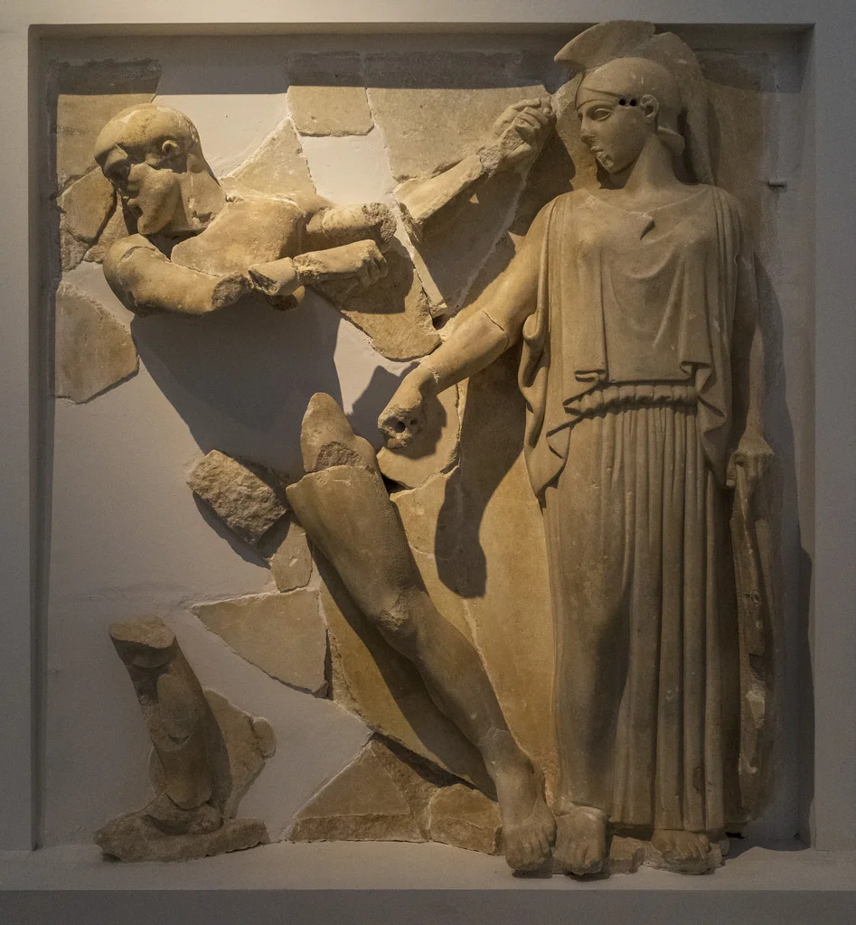 Metope from the Tmeple of Zeus, Olympia - Herakles cleaning the Phrygian Stables