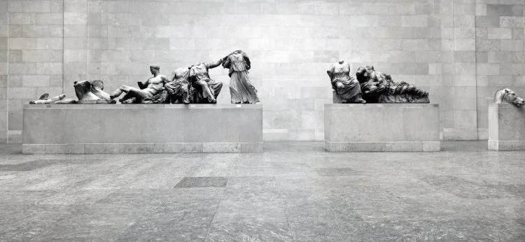 What remains of the East Pediment sculptures. British Museum.