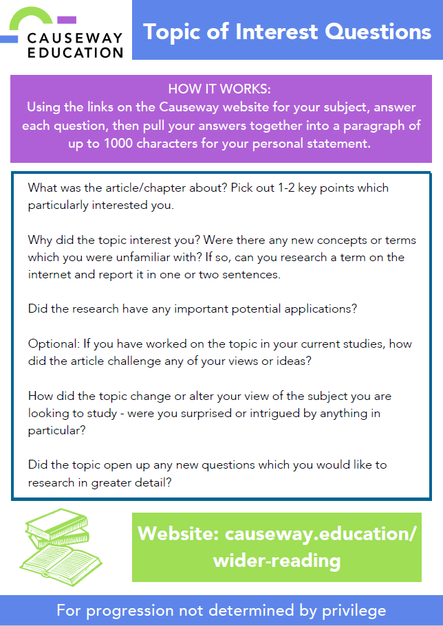Wider reading for Personal Statements — Causeway Education