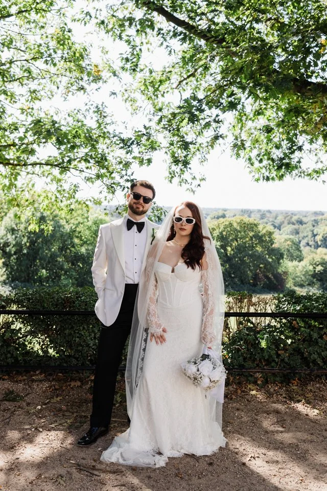  Bride and groom over looking Richmond hill  at Richmond hill hotel 