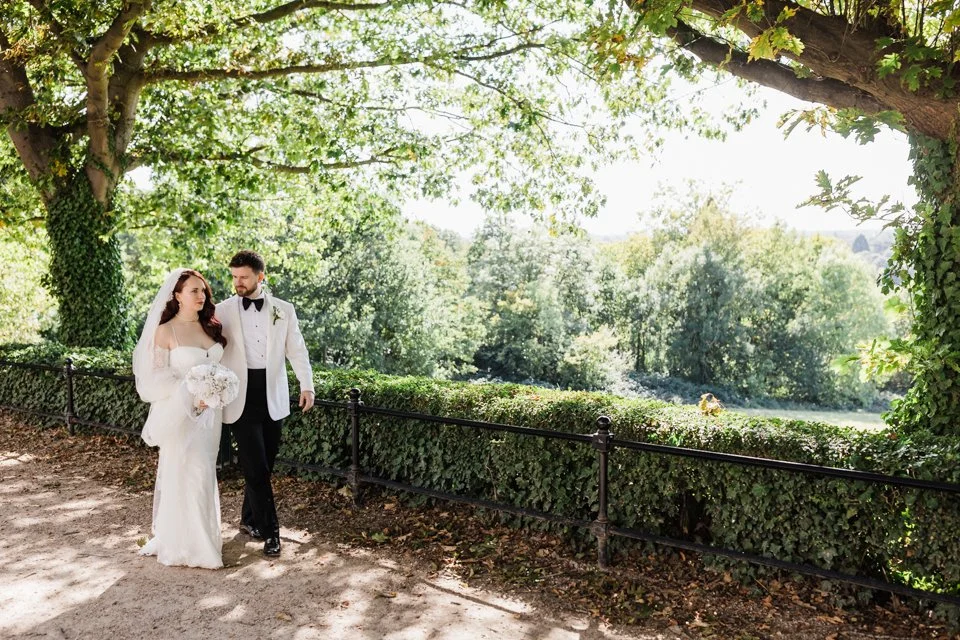  Bride and groom over looking Richmond hill  at Richmond hill hotel 