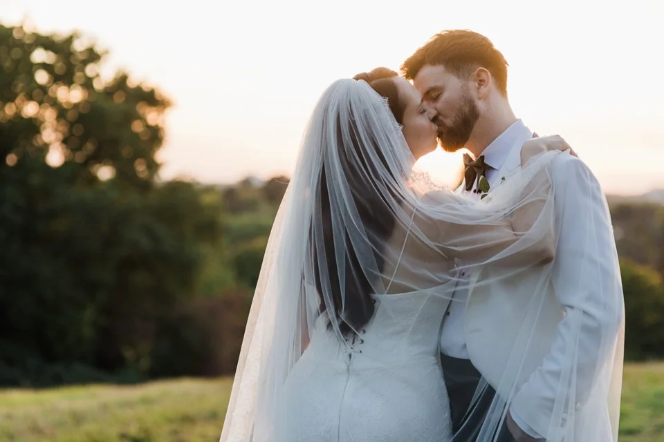  Bride and groom golden hour on Richmond hill luxury wedding photographer 
