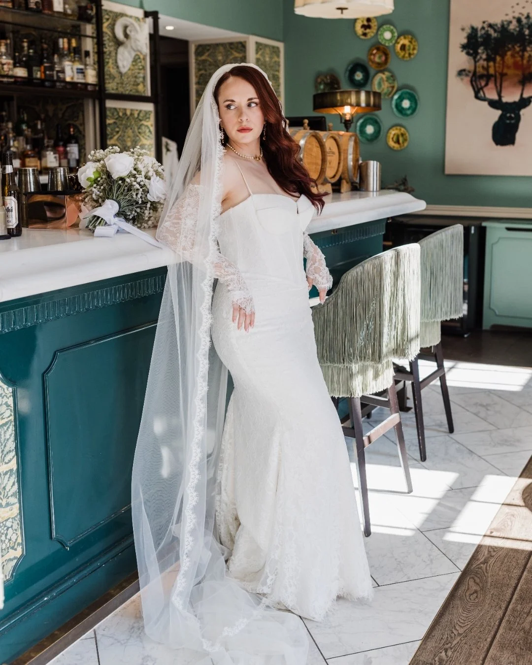 When a bar is this pretty it would be a travesty to not enhance it with a stunning bride! We stepped into the bar at Richmond hill hotel for a few photos whilst their guests enjoyed the reception drinks, and I can&rsquo;t be happier with the results!