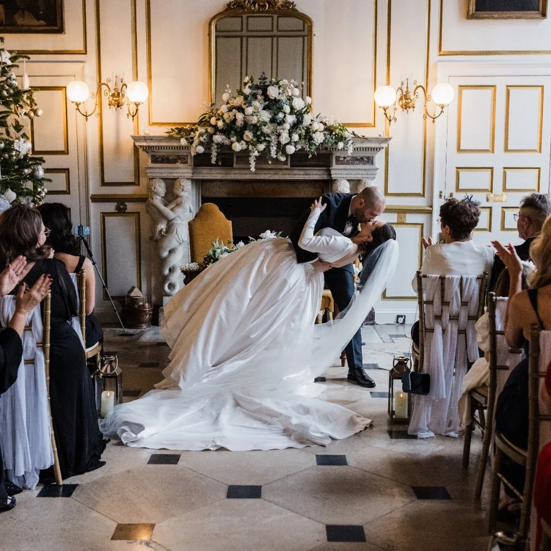 A kiss dip in your ceremony? Let&rsquo;s do it! Practicing this is a good way to make sure you don&rsquo;t drop anyone! 

 #fringephotography #gosfieldhall #gosfieldhallwedding #weddingtips #londonweddingphotographer #luxuryweddingphotography #weddin