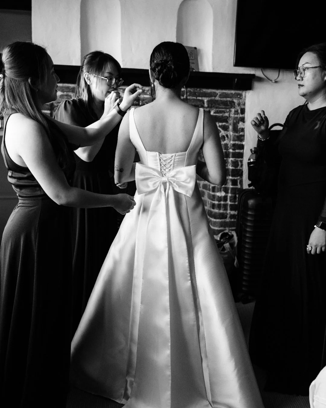 Beautiful bride getting ready