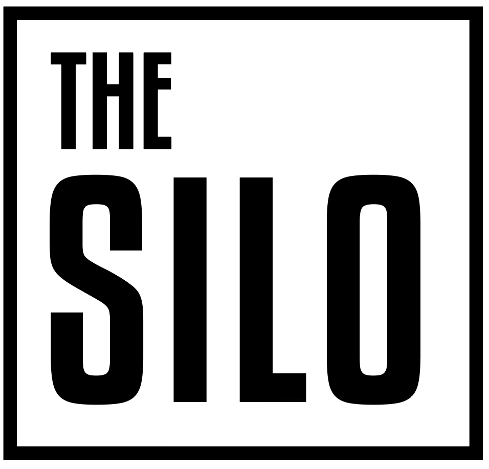 Black and white sign with the text "THE SILO"