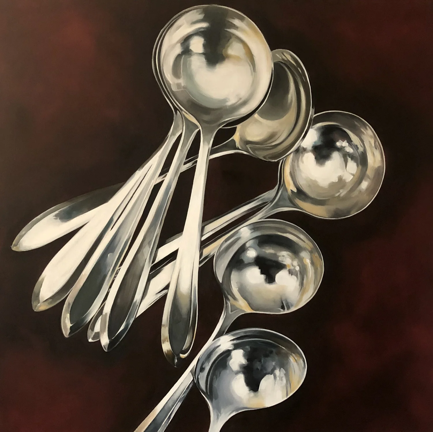 Silver still life in oil by Jane Lucchino