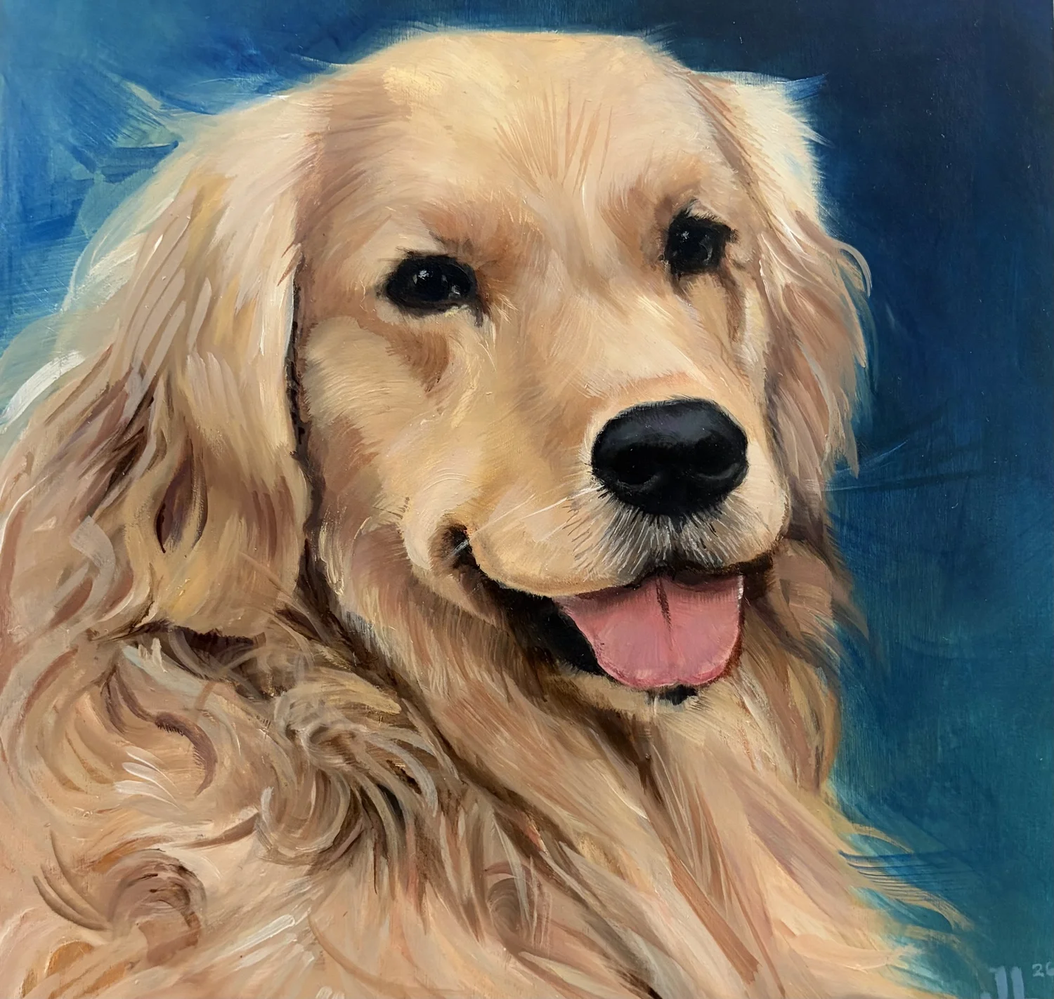 Commissioned pet portrait in oil by Jane Lucchino