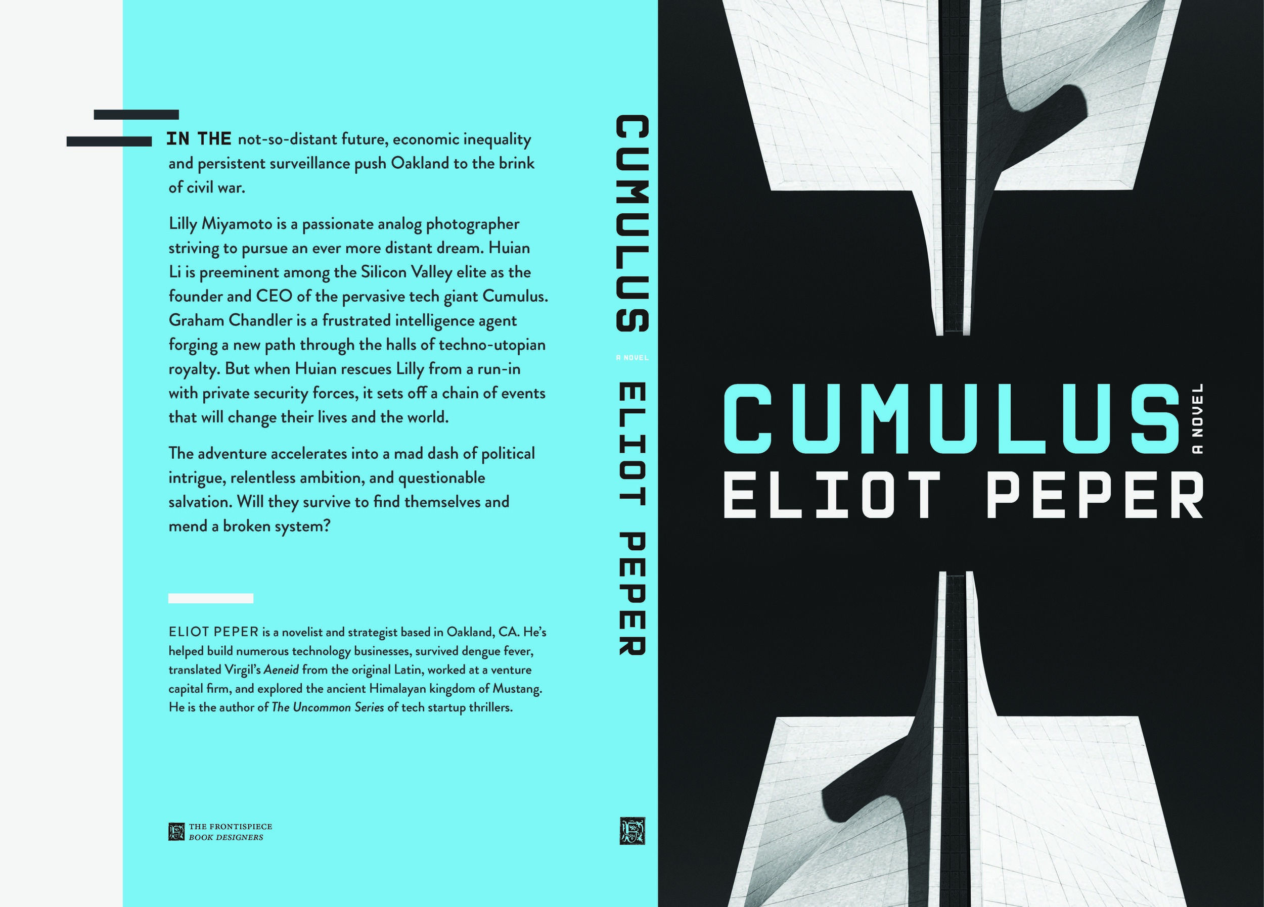 The final Cumulus cover mechanical. The only noticeable difference between the first cover presented to Eliot and this to-print file is the spine width and the back matter, which had not been finalized when initially presented. 