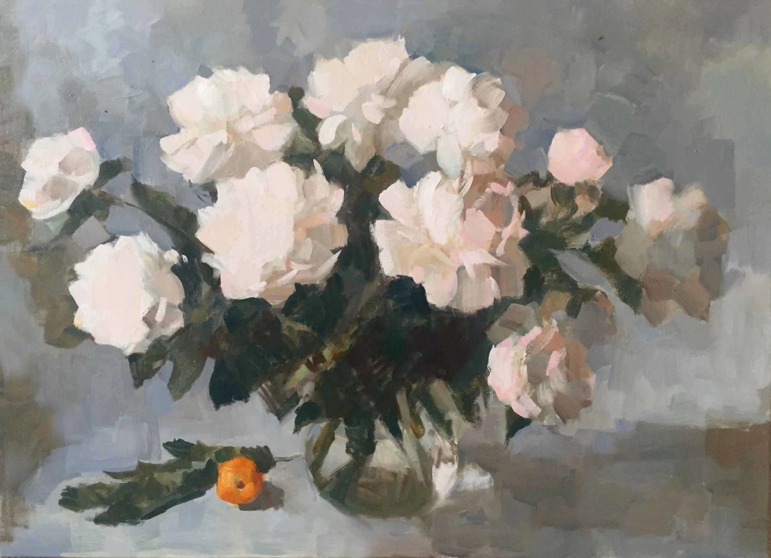White Peonies. Oil on Canvas 73 x 100 cm 2018
