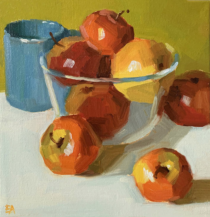 Apples and blue Cup