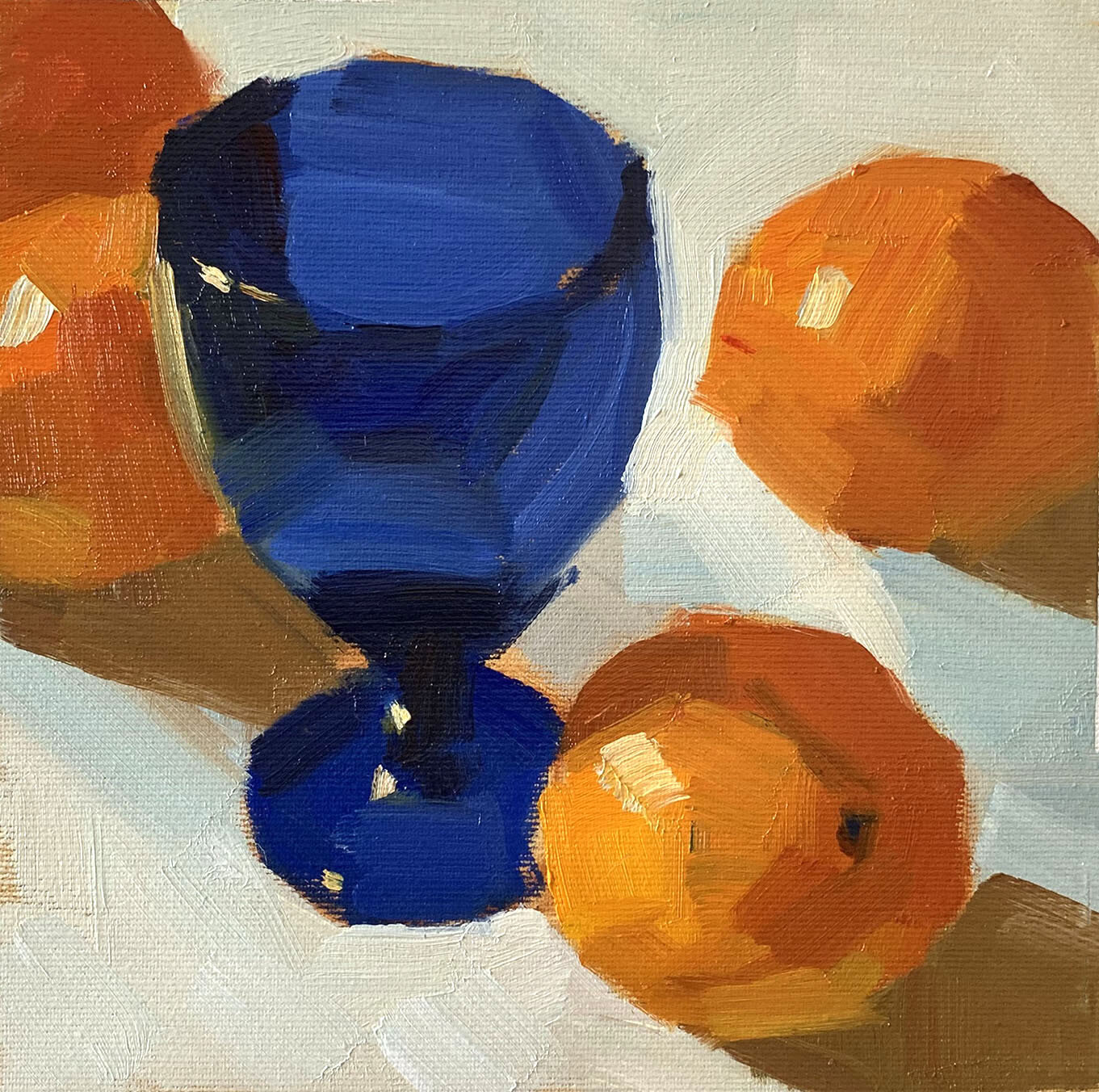 Blue Glass with Oranges