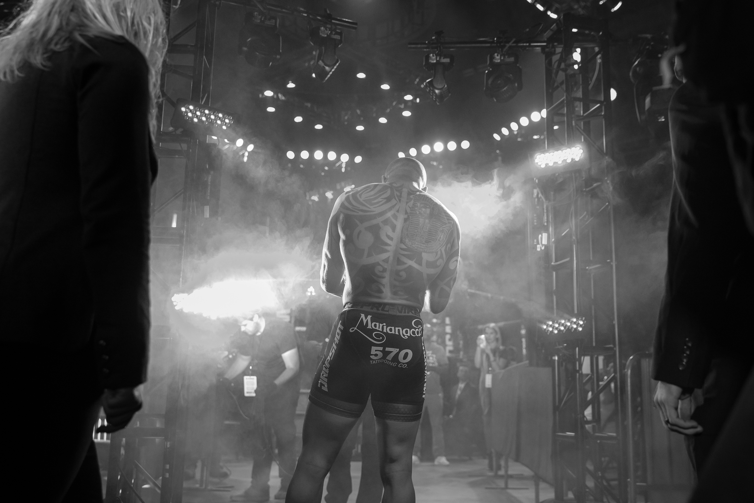 All eyes on Rex Harris as he makes his way to the cage