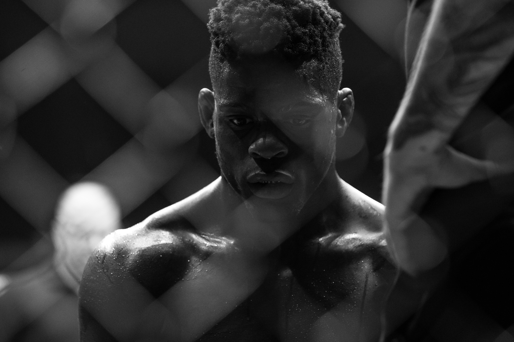 Phil Hawes moments after falling to a guillotine in the second round