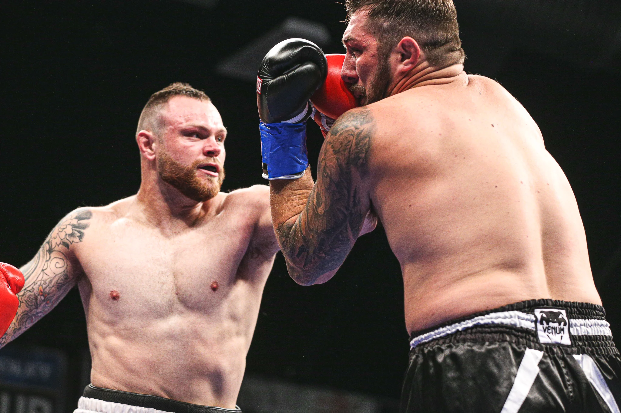 Nick Mills (1-0) connecting on a jab against Dylan Potter (1-0) at Brian Halquist Productions, Battle at the Boat 123. Saturday September 7, 2019 from the Emerald Queen Casino in Tacoma, WA. (Matt Burn/NW Fightscene)