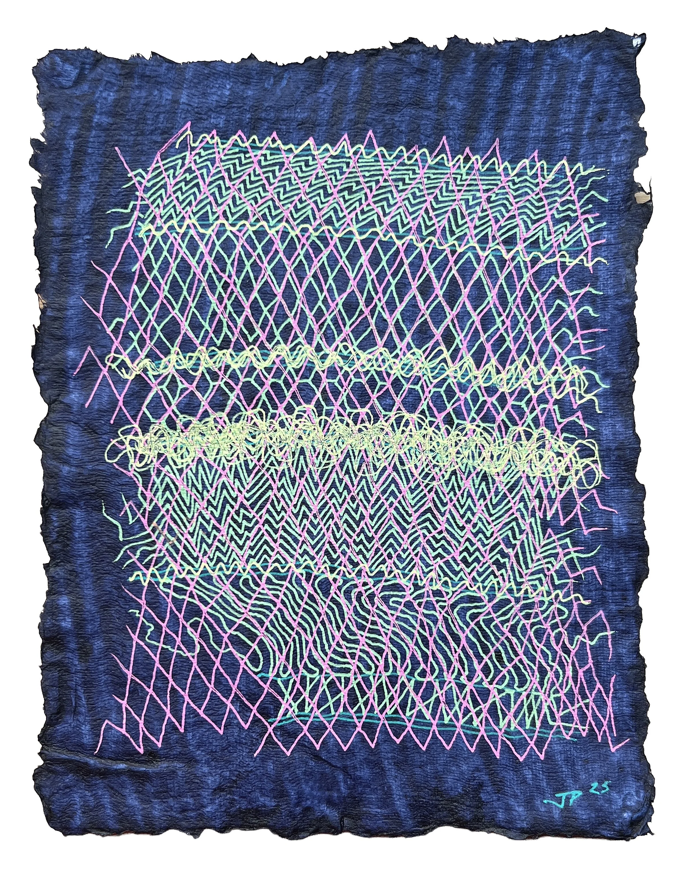 TRANS-DIMENSIONAL MESH, GEL PEN ON PAPER, 9.5X7" (24X18CM), 2025