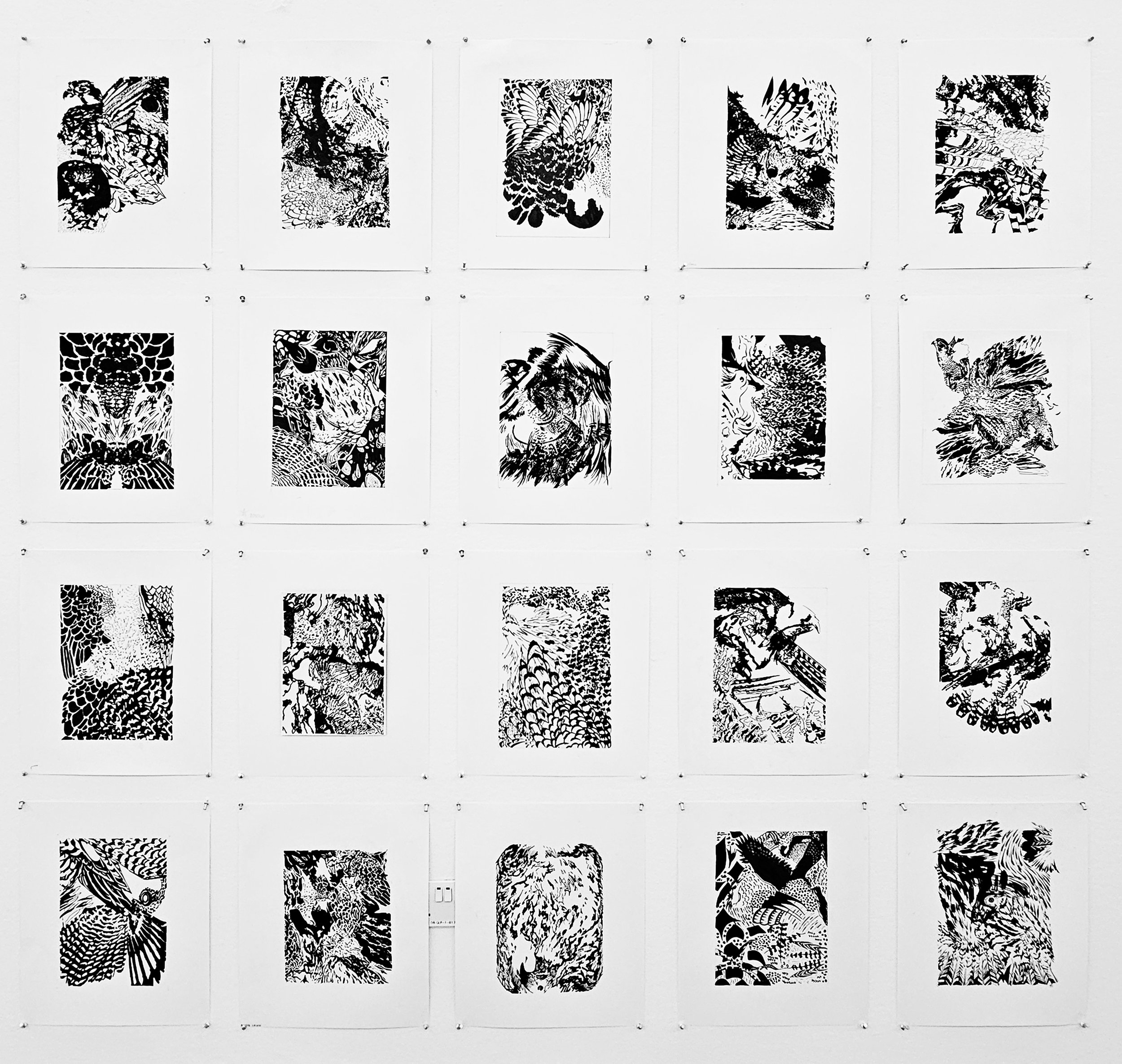 Students extracted visual clues from various photographs to develop their own visual language in order to make these drawings.