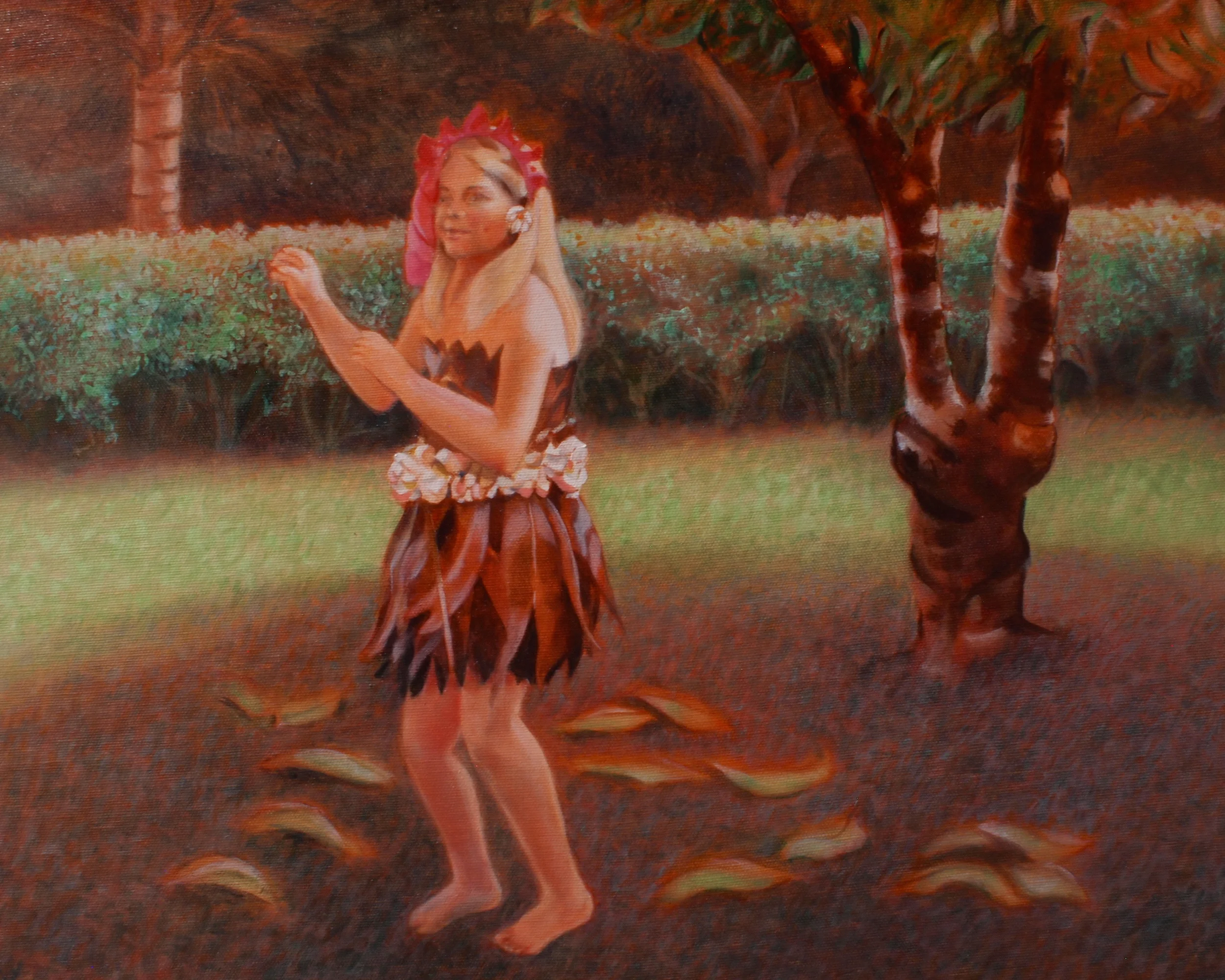  Ranee, age 6, American Samoa wearing her toulanga costume made by our house girl. Painted under the tutelage of Mark Spencer. A favorite. 16 x 20. 