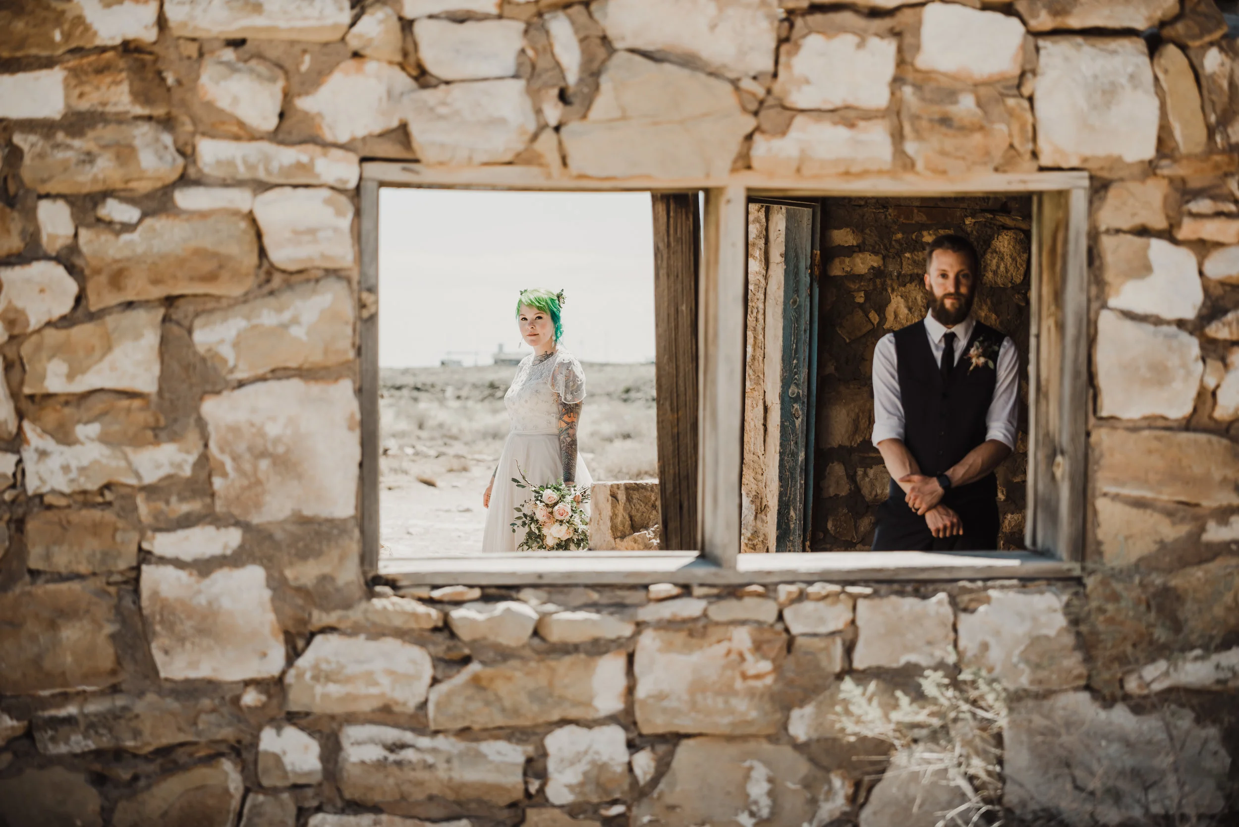 Kayla &amp; Jeff | Initmate Arizona ghost town Desert Wedding