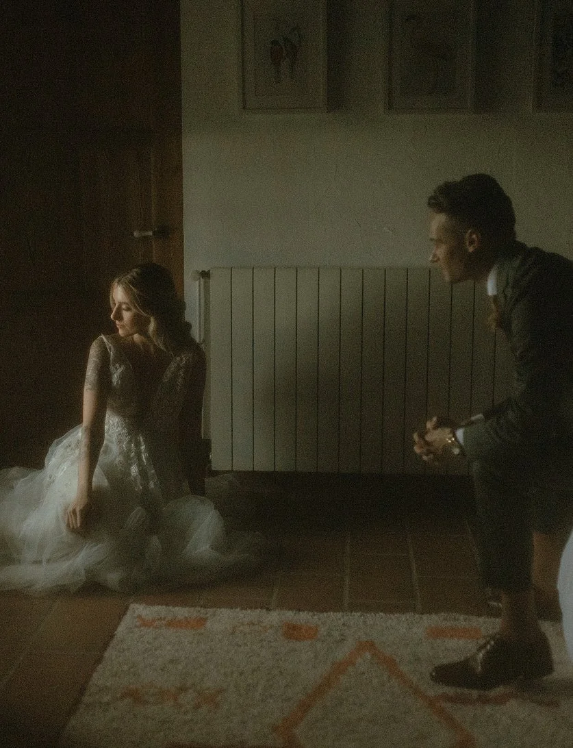 artistic portrait of couple who had a wedding outside of Barcelona shot by destination wedding photographer Madeline Barr