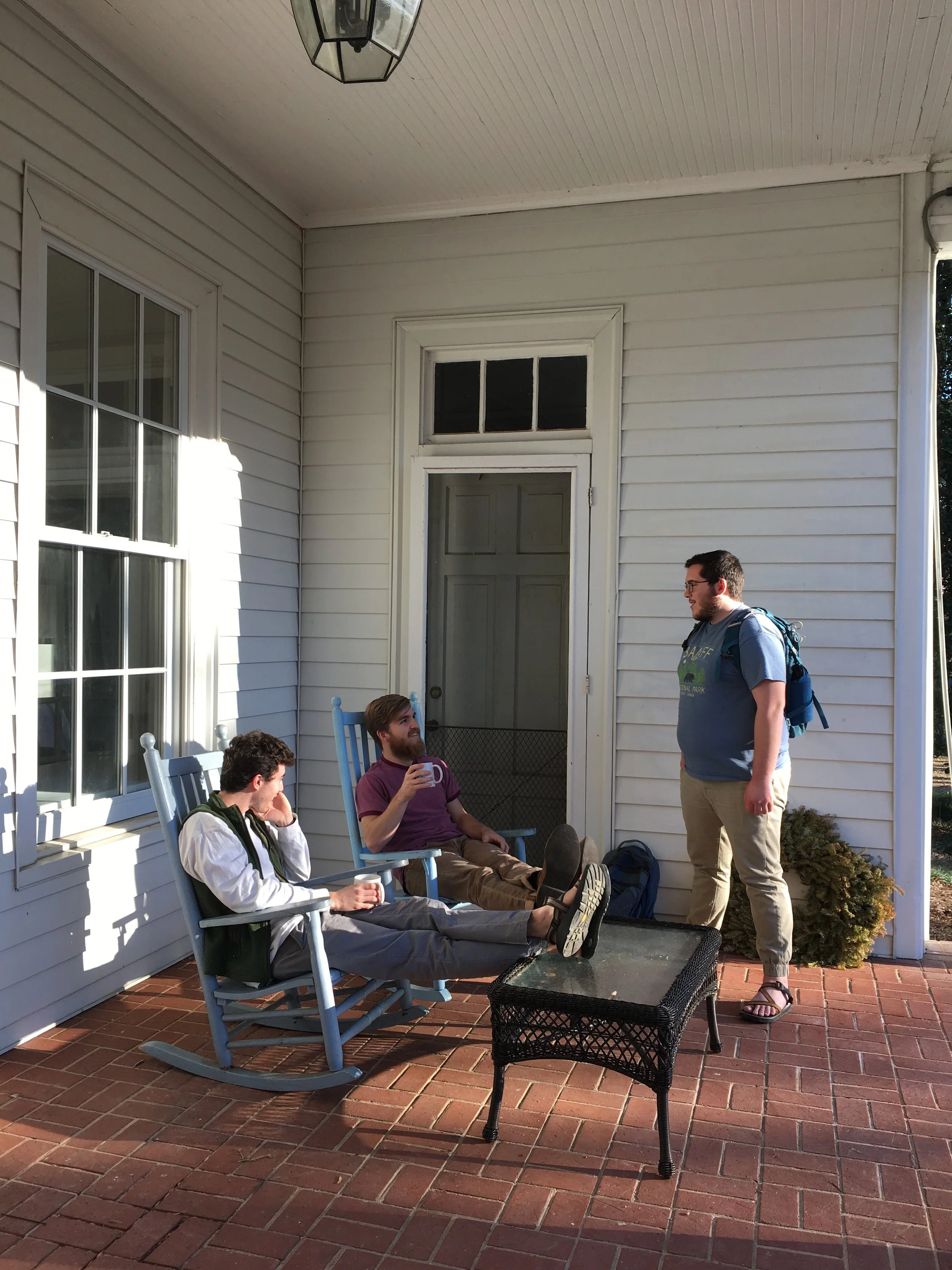 The rocking chairs on the front porch are certainly well-used for both casual and formal conversations.