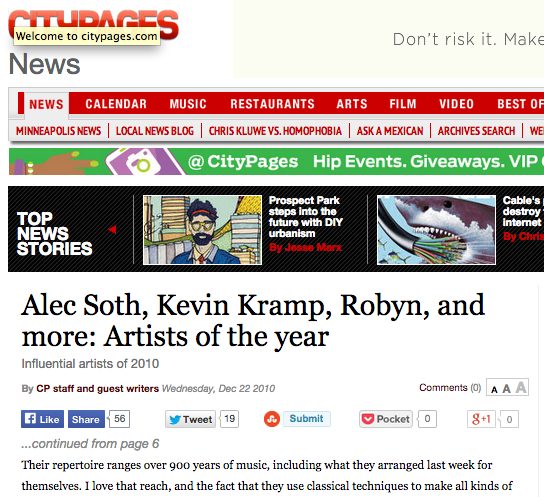 city pages: artists of the year • december 22, 2010