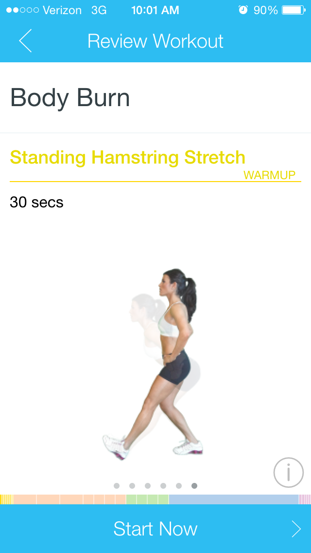 When you select a workout, you can browse through all the exercises. 