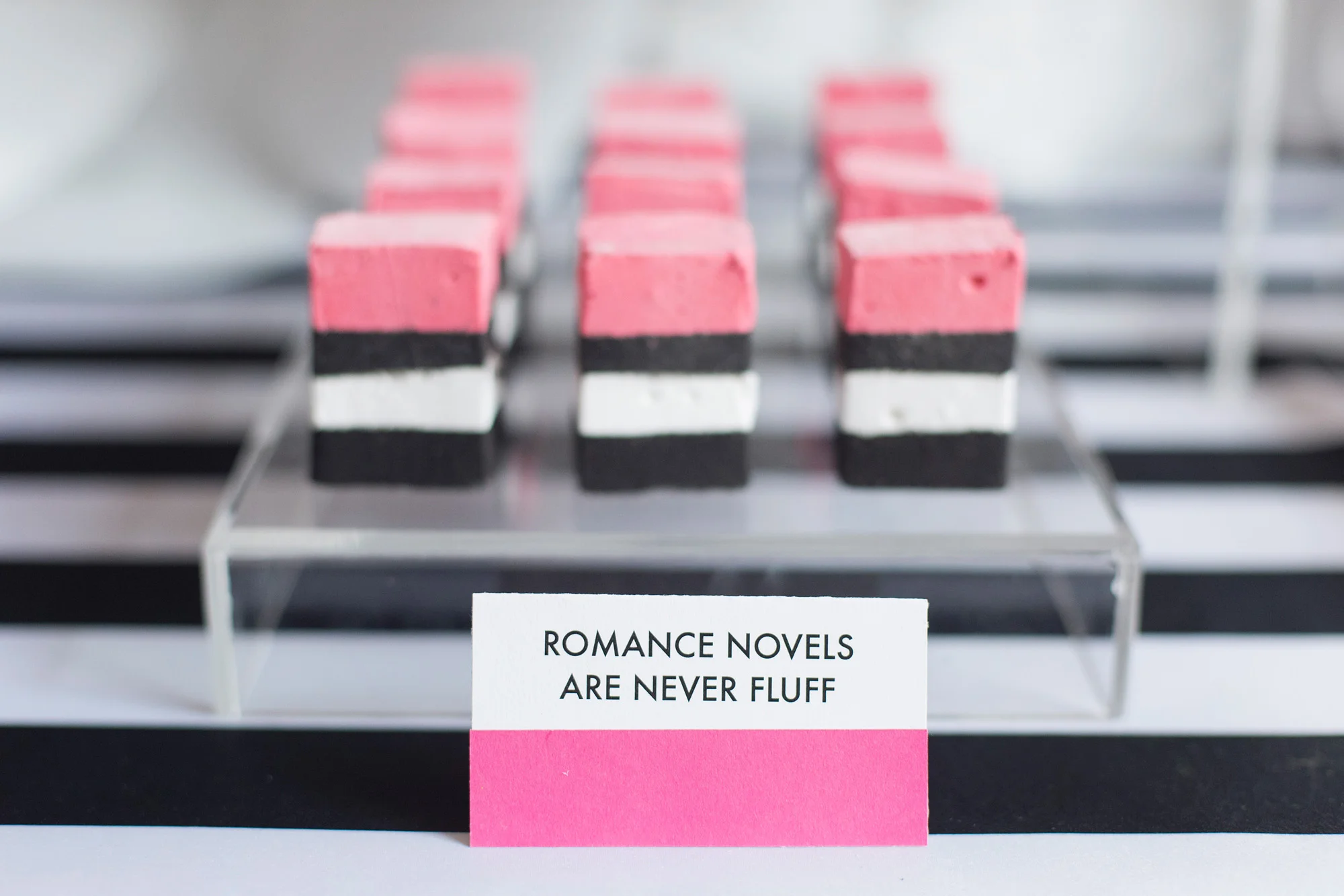 August In Bloom - Marshmallows - Kate Spade inspired black, white, with a pop of hot pink party