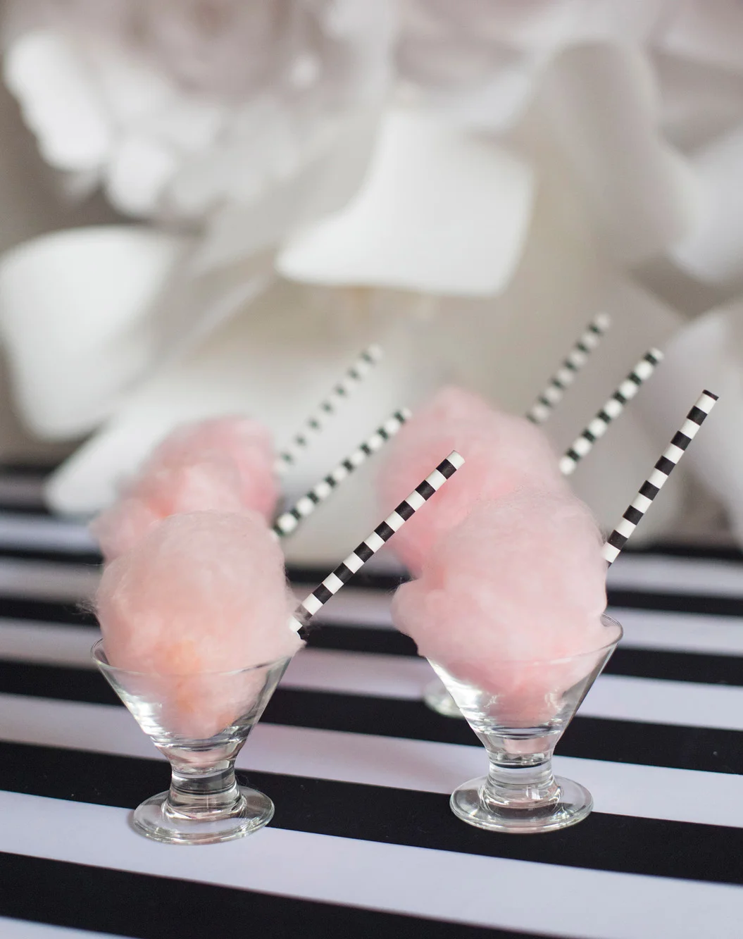 August In Bloom - Cotton candy cocktails - Kate Spade inspired black, white, with a pop of hot pink party