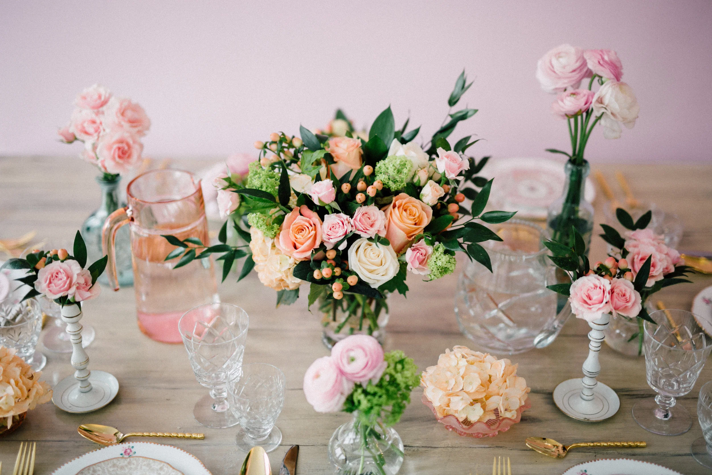 August In Bloom - Pastel tablescape - Bun In The Oven Baby Shower (Style Me Pretty & SMP Living)