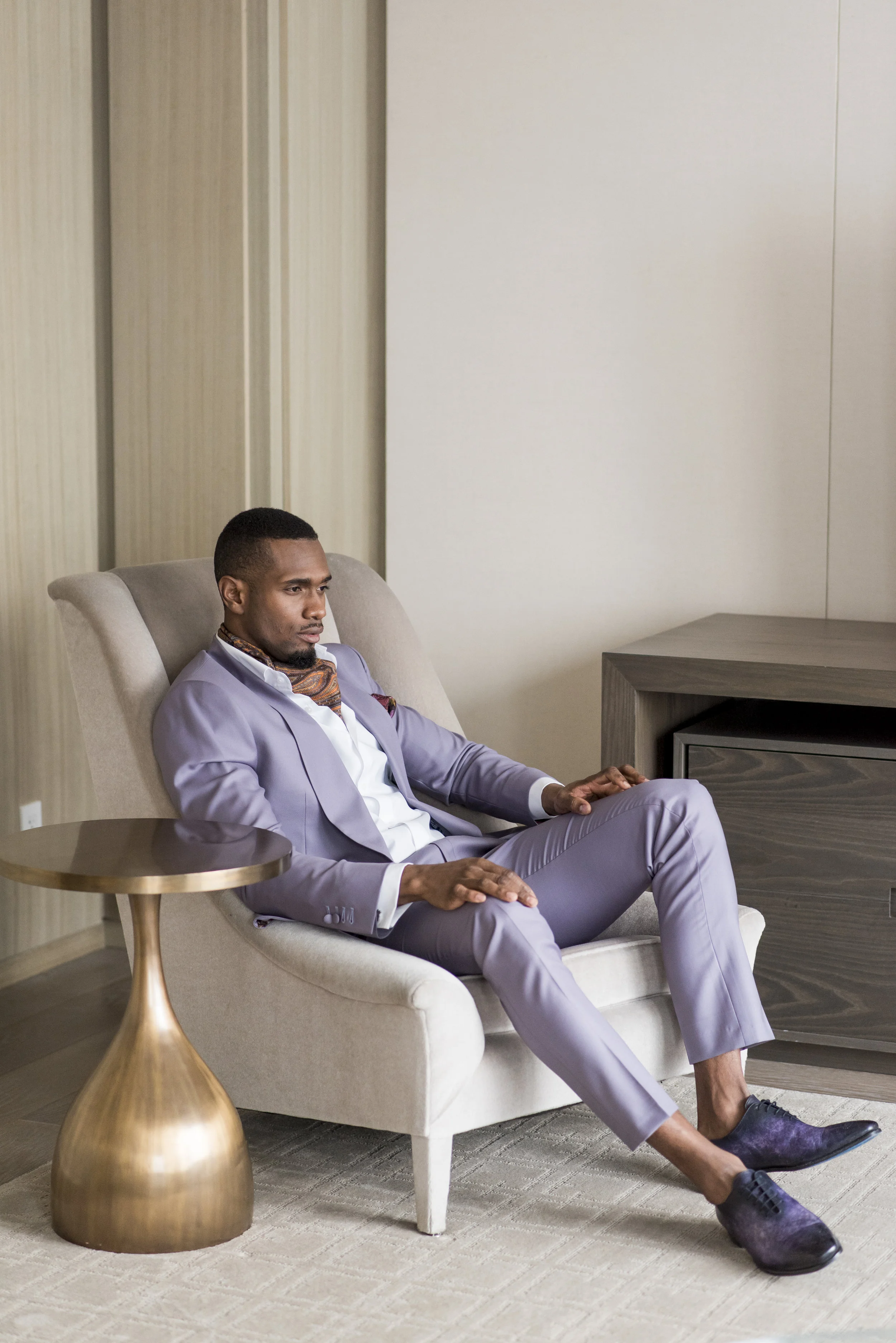 August In Bloom - Groom in purple suit - The Suited Groom