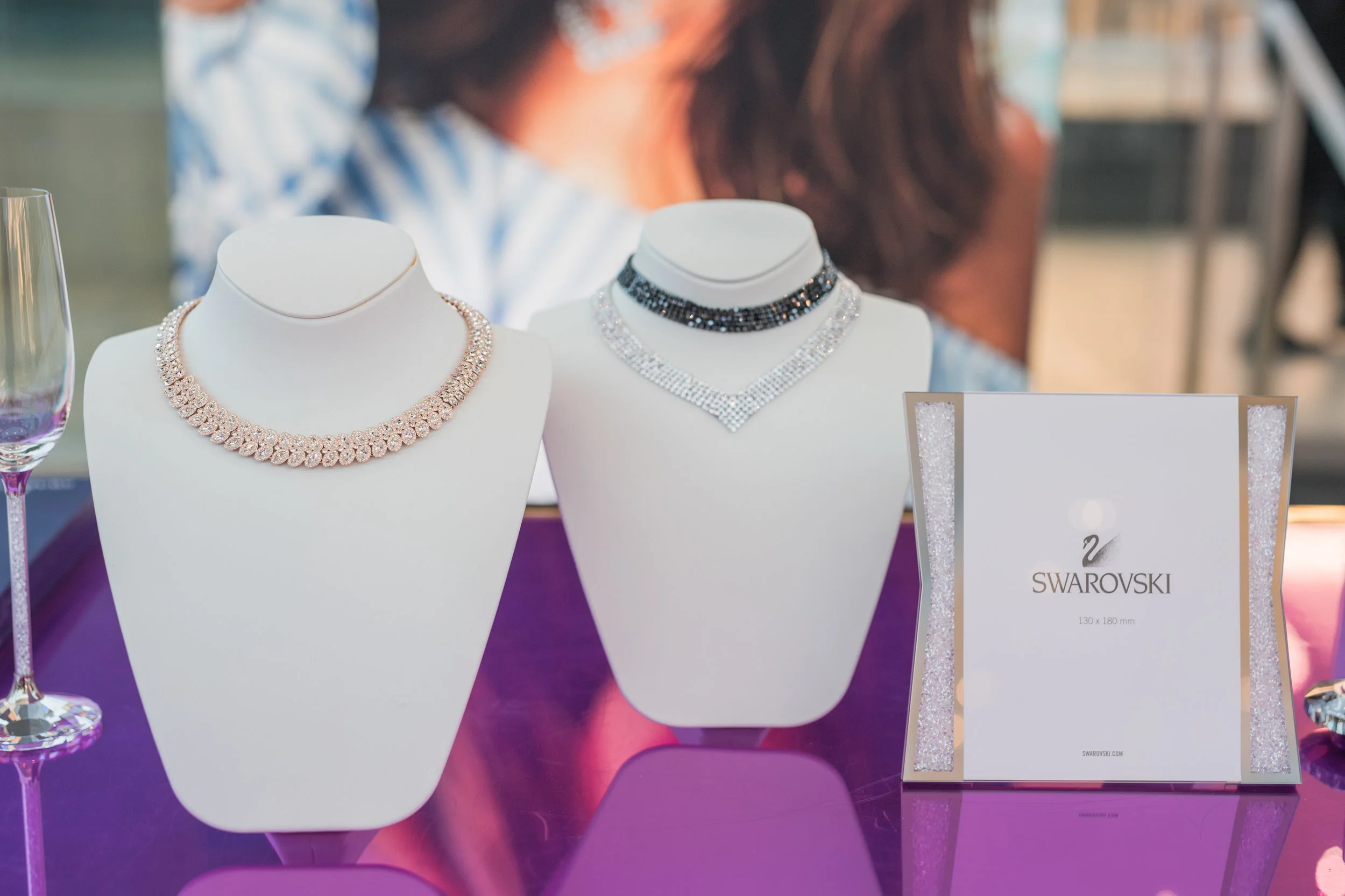 August In Bloom - Swarovski necklace display - #SQ1Bridal (Square One Shopping Centre)