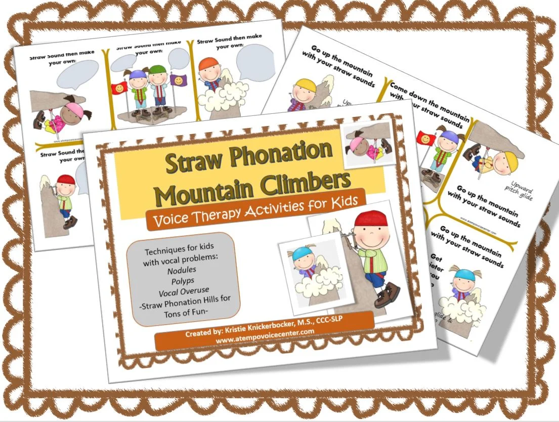 Voice Therapy Mountain Climbers use straw phonation to reduce vocal fold collisions