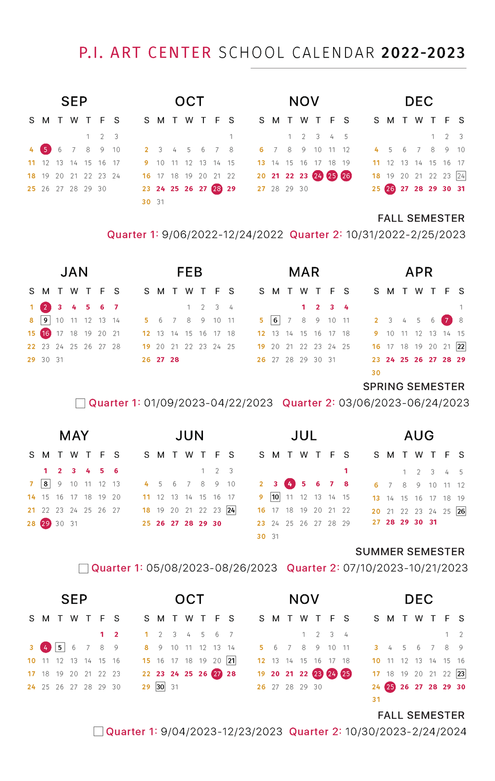 カレンダー アメリカ名門 アート 大学進学予備校 P I Art Center カレンダー アメリカ名門 アート 大学進学予備校 P I Art Center