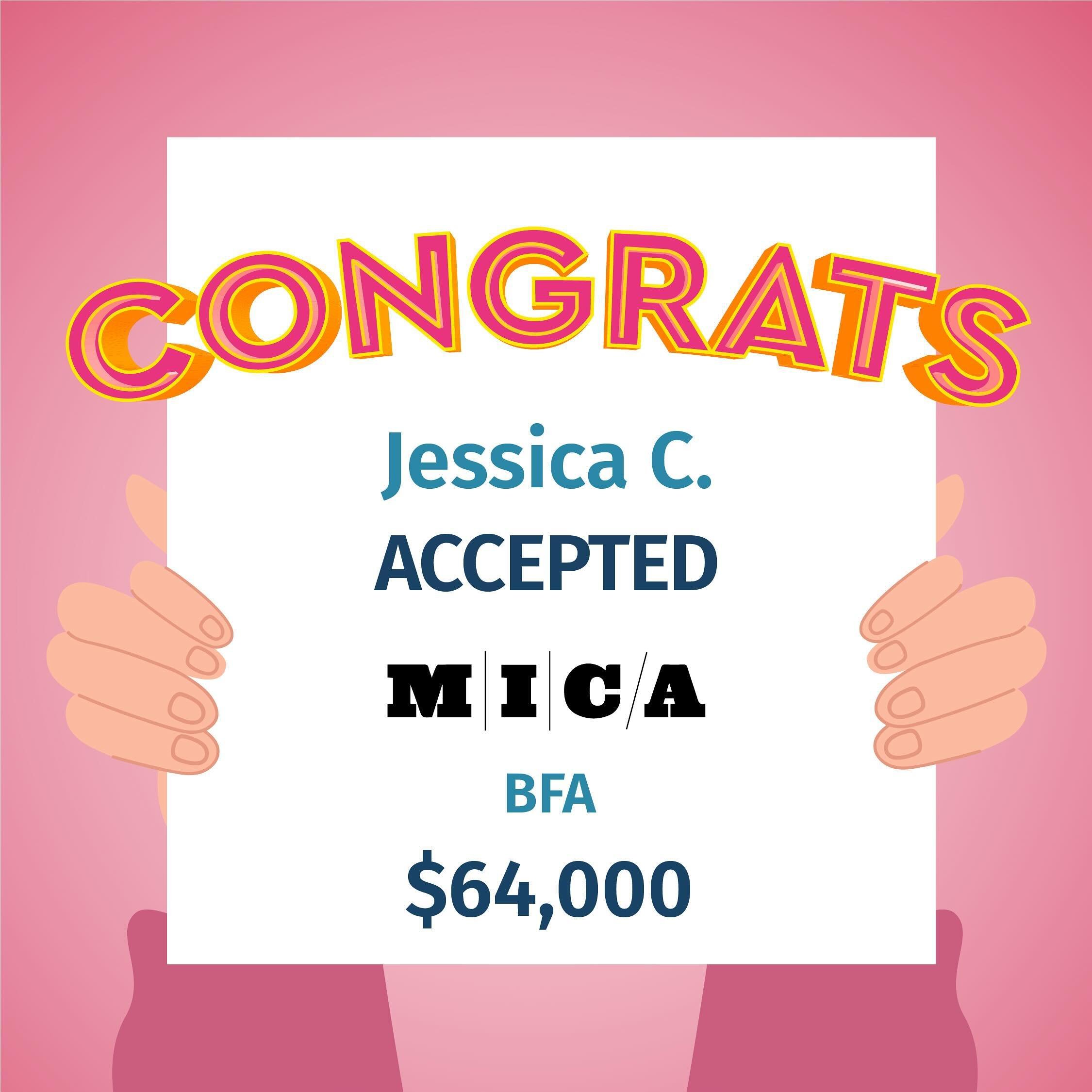 Congratulations to Jessica who got accepted into MICA!!! Challenge your dream of art with PI🔥