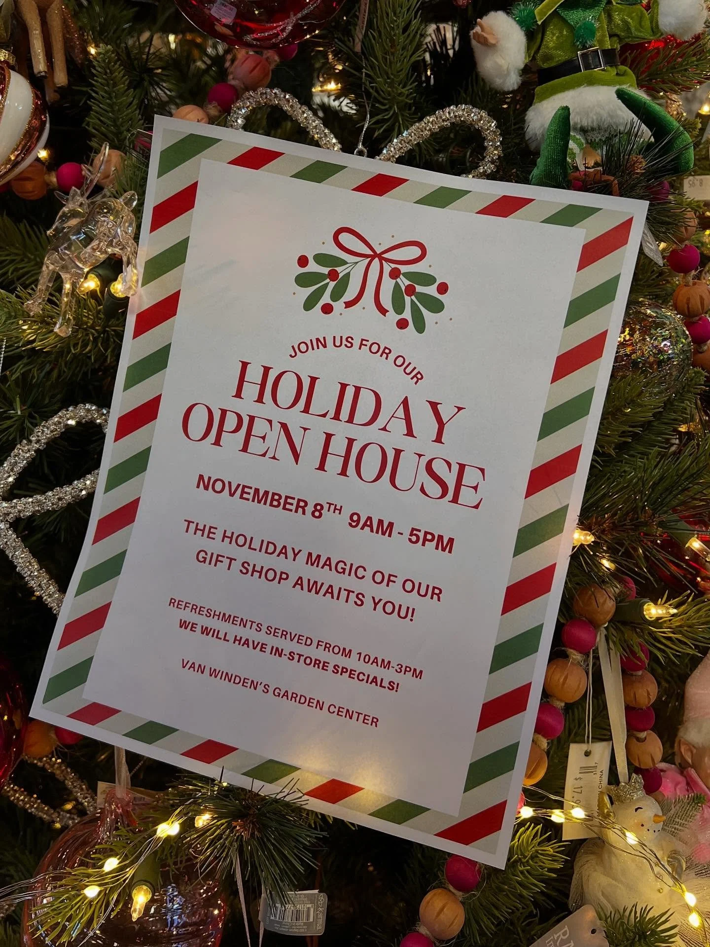 Join us for our annual Holiday Open House on November 8th from 9 AM to 5 PM! Look for in-store specials, and from 10 AM to 3 PM, we have light refreshments planned for you! Our gift shop will be transformed into a sparkling winter wonderland. Come an