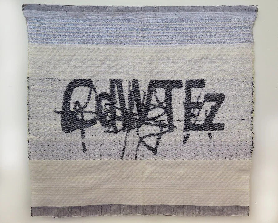 Kira Dominguez. CAPTCHA: Please Type the Code, 2017. Jacquard woven.