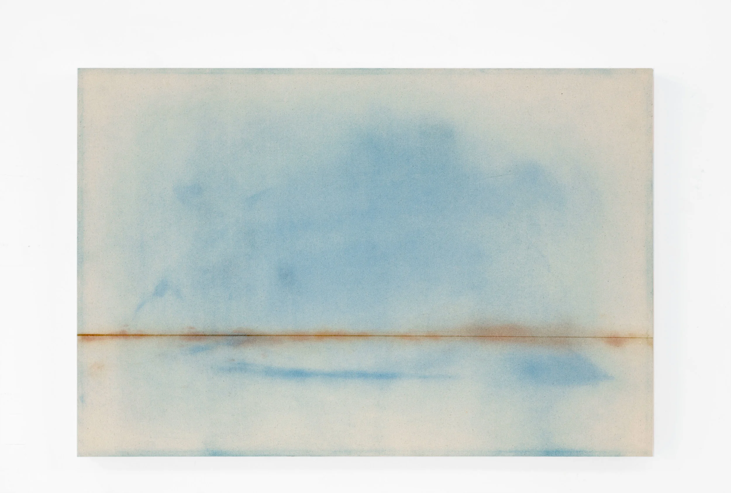 Sally Scopa. All the Oceans, 2018. Pigment scraped from oceans of two world maps on canvas.