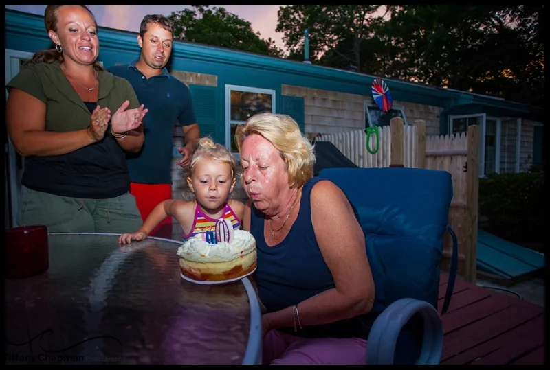 What a perfect ending to the day! My niece Sophie helped my mom blow out her birthday candles! 