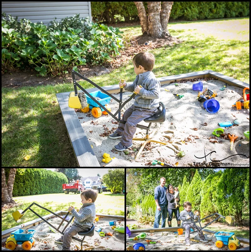 Henry was definitely in the excavating mode while Mom, Dad and Brother watched.
