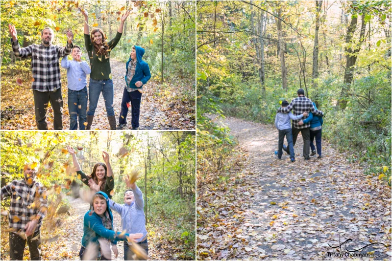 And I love to have fun on my sessions...so go ahead throw the leaves at me...and Eric was teaching the boys how to walk together in unison. It was precious.
